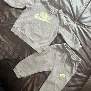 Nike Gray and Neon Green Toddler Tracksuit